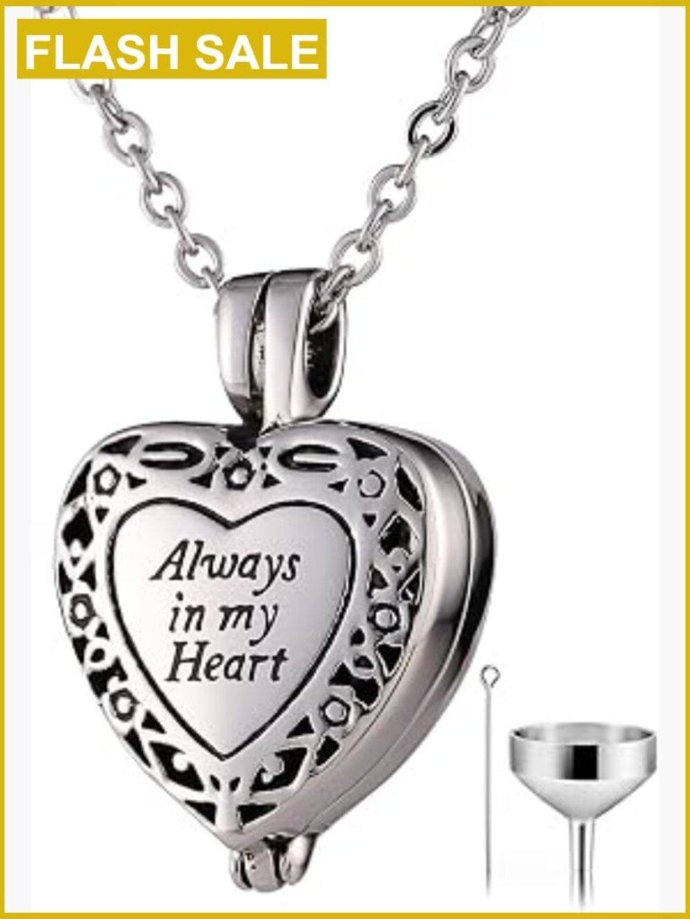 Personalized Heart Cremation Urn Necklace for Ashes Memory Pendant with Funnel